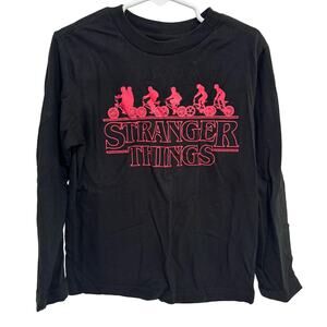Stranger Things Black & Red Graphic Long Sleeve Shirt Size XS Kids